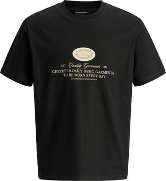 Jack & Jones Plus Size Kurzarmshirt JORGREENE BRANDING TEE SS CN PLS, Herren, Gr. 4XL, schwarz, Jersey, Obermaterial: 100% Baumwolle, JACK & JONES PLUSSIZE, bedruckt, normal