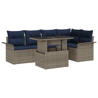 vidaXL Conjunto De Sof&aacute; De Jard&iacute;n Con Coj&iacute;n 6 Pcs Gris Polirat&aacute;n Vidaxl