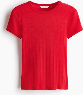 H&M T-Shirt aus Pointellestrick - Knallrot