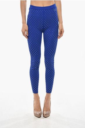 Elisabetta Franchi Knitted Leggings with All-Over Rhinestones size 40