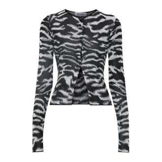 The Attico Truien & Vesten, Dames, Zwart, XS, Katoen, Dierenprint Vest