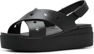 Crocs Brooklyn 4U Low Wedges Womens Sandals Black/Cross-strap : 10 M, Synthetic
