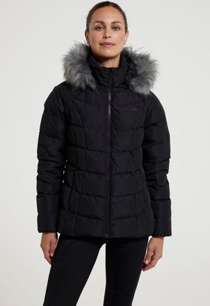Mountain Warehouse Isla Womens Short Extreme Down Jacket Water Resistant Warm Parka Winter Coat Black