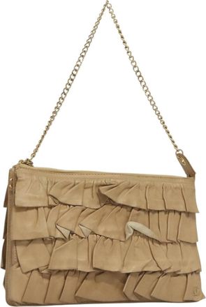 Chanel Ruffle Chain Pochette Lambskin Leather Clutche & Pouche Bag (Pre-Owned)