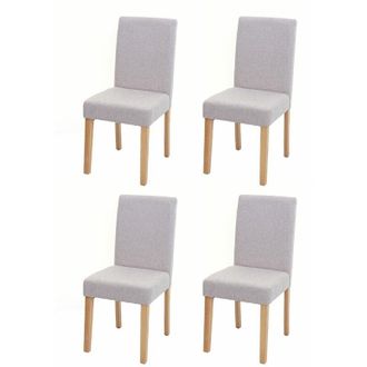 Hhg Hhg - Juego De 4 Sillas De Comedor Silla De Cocina Littau, Textil, Crema-beige, Patas Claras