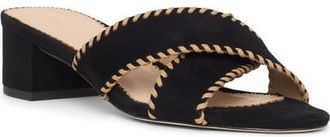 Cinq &agrave; Sept Amanda Crisscross Suede Slide Sandal in Black/brown Sugar at Nordstrom, Size 36.5
