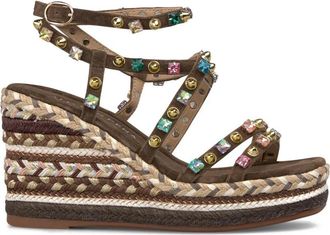 Alma En Pena Multi-Studded Esparto Sandaal - Dames - Sleehakken - Bruin - 37 EU - Schoenen