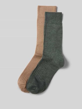 Jake*s Casual Socken mit Strukturmuster im 2er-Pack in Hazel, Größe 35-38