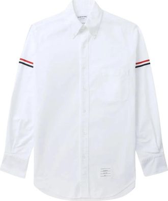 Thom Browne Oxford Armbands Classic Shirt - Heren - Casual Overhemden - Wit - M - Katoen - Overhemden