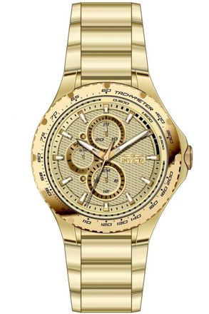 Invicta Aviator 50106 Herenhorloge - Quartz Uurwerk - Roestvrij Staal met Gouden Wijzerplaat - 44 mm