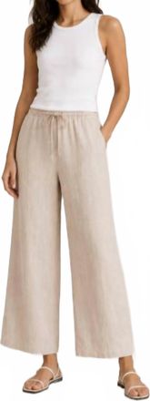 Michael Stars Womens Tali Herringbone Linen Pull On Pant In Macadamia