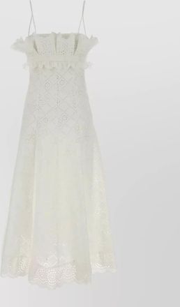 Alberta Ferretti broderie anglaise midi dress ruffle straps