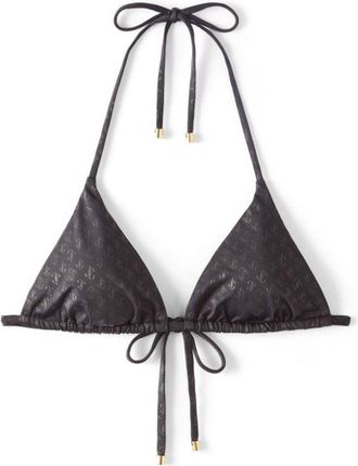 Jimmy Choo London Ariah logo-print bikini top - women - Lycra/ECONYL - 40 - Black