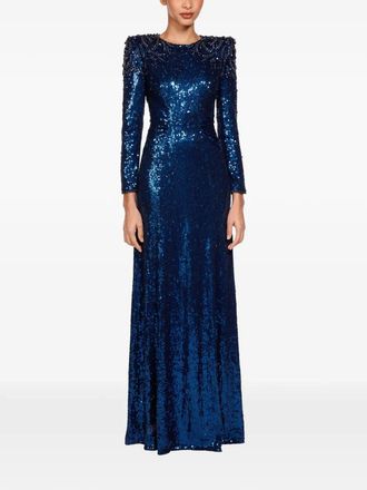 Jenny Packham Dulcet Sequin-Embellished Dress in Blackthorne Blue at Nordstrom, Size 14 Uk
