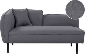 Beliani Left-Hand Chaise Lounge CHEVANNES Boucle Dark Grey