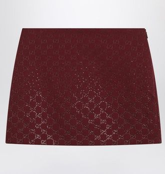 Gucci Rosso Ancora Gg-Fabric Mini Skirt With Crystals