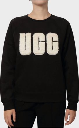 UGG Madeline Fuzzy Logo Long Sleeve Sweatshirt In White/black