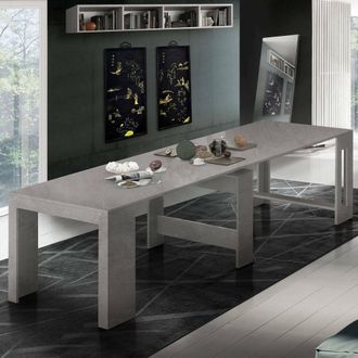 Dmora Mesa Extensible Dguigo, Consola Extensible Hasta 12 Plazas, Mesa Con Soporte Extensible, 100% Made In Italy, Cm 51/300x90h77, Pizarra - Dmora