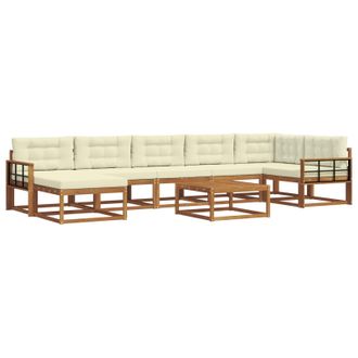 vidaXL Conjunto De Sof&aacute;s De Exterior Con Coj&iacute;n 8 Pcs Natural Y Crema Vidaxl
