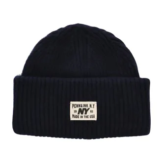 Penn & Ink Penn&Ink N.y, Accessoires, Dames, Blauw, ONE Size, Wol, Blauwe Beanie Muts voor Stijlvol Comfort