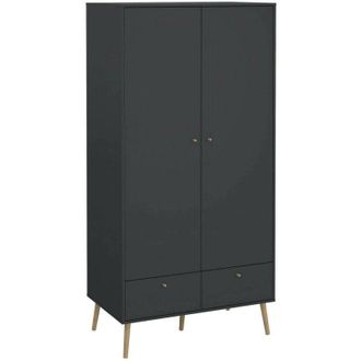 Dmora Guardaroba 2 ante Kahina, Mobile camera da letto, Cabina armadio portabiti, Armadio appendiabiti, 99x58 h200 cm, Grigio - Dmora