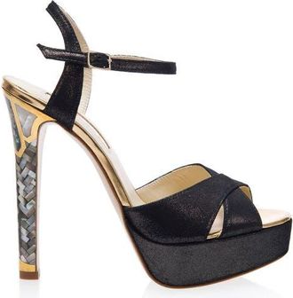 Freya Rose Cleopatra Noir Ankle Strap Pearl Heel Sandal in Black at Nordstrom, Size 40
