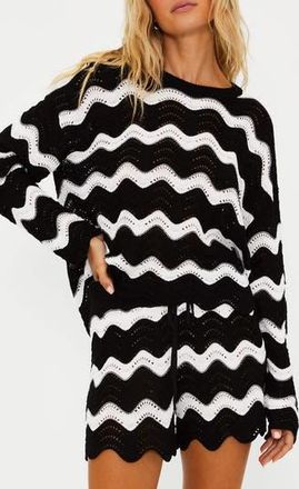 Beach Riot Beach Cover-Up Sweater in Black And White Tides at Nordstrom Rack, Size Large