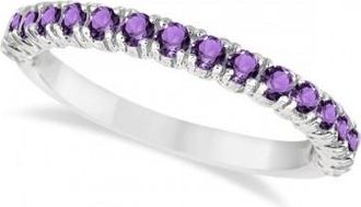 Allurez Half-Eternity Pave-Set Amethyst Stacking Ring 14k White Gold (0.95ct)