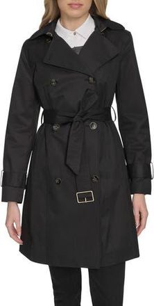 Cole Haan Water Resistant Trench Coat with Removable Hood in Black at Nordstrom Rack, Size X-Large
