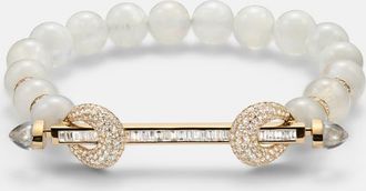 Ananya Chakra 18kt gold and moonstone bangle with diamonds and quartz