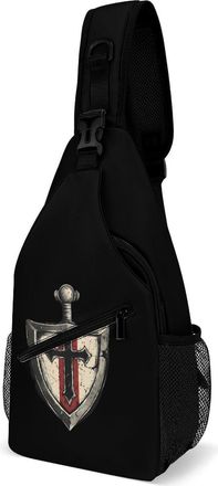 Generic Vintage Knights Templar Mens Crossbody Chest Sling Bag for Travel Hiking Lightweight Shoulder Bags with Small Side