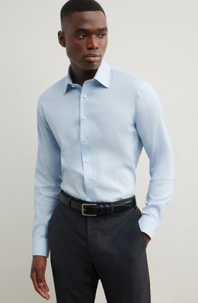 Nordstrom Trim Fit Solid Premium Performance Dress Shirt in Blue Skyway at Nordstrom, Size 14.5 - 32