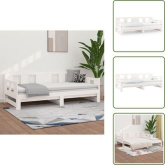 vidaXL The Living Store Dormeuse Estraibile Bianca Legno Massello di Pino 2x(90x190) cm - Divano letto
