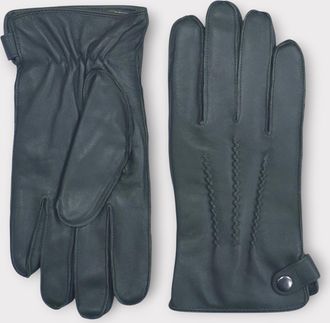 Infinity Leather Mens Olive Green Italian Leather Warm Wool-Lined Winter Bike Riding Driving Casual Gloves