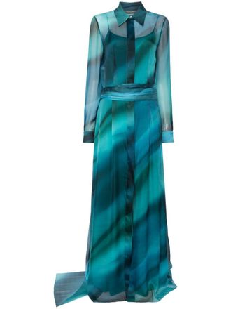 Alberta Ferretti printed chiffon dress - women - Silk - 44 - Green