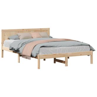Berkfield Home Pine Wood Bed Frame Natural Solid Pine wood 160 x 200 cm Simple in Light Brown