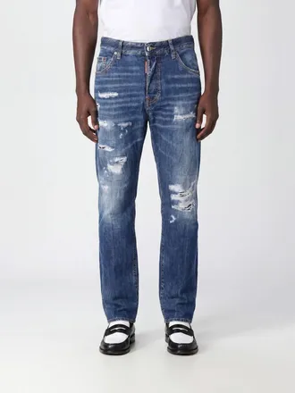 Dsquared2 Jeans 642 straight fit in denim distressed con design cinque tasche
