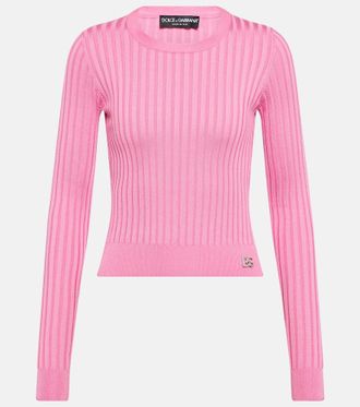Dolce & Gabbana Pullover cropped DG in maglia di seta