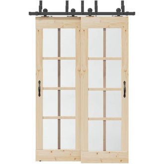 vidaXL Kit De Herrajes Para Puertas Correderas Acero Negro 152,5 Cm Vidaxl
