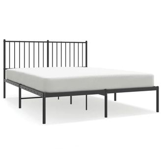 Berkfield Home Metal Bed Frame with Headboard Black 140x200 cm