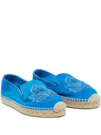 Christian Louboutin embroidered suede espadrilles - women - Calf Suede/Rubber/Calf Leather/Jute - 38 - Blue