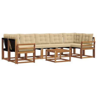 vidaXL Conjunto De Sof&aacute;s De Exterior Con Coj&iacute;n 8 Pcs Natural Y Beige Vidaxl