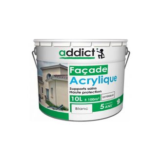 Addict Peinture Fa&ccedil;ade Acrylique Blanche 10l