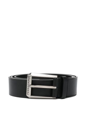 Ferragamo logo-engraved buckle leather belt - men - Calf Leather - 115 - Black