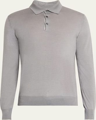 Fioroni Cashmere Mens Cashmere and Silk Polo Sweater
