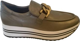 Nero Giardini Womens Metallic Chain Slip-On Flatform Sneakers In Dark Gold