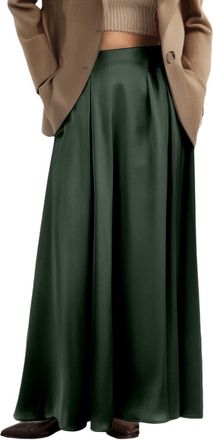 Generic High Waisted Skirts for Women Spring Fall Satin Long Skirts Elegant Flowy A-Line Cocktail Formal Night Out Maxi Skirt (Army Green, XL)