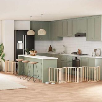 vidaXL Puerta Para Perros Plegable 12 Paneles Madera De &Aacute;lamo 600 Cm Vidaxl