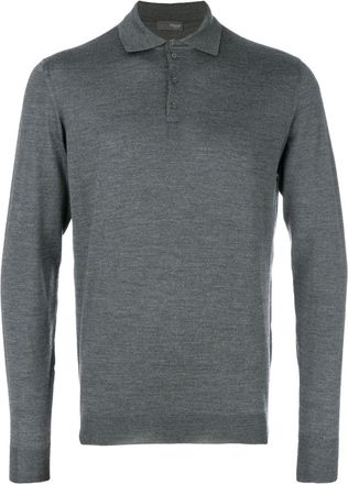 Drumohr Grey Shirt Collar Polo