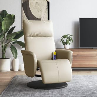 vidaXL Vidaxl - Sill&oacute;n Reclinable Masaje Con Reposapi&eacute;s Cuero Sint&eacute;tico Crema